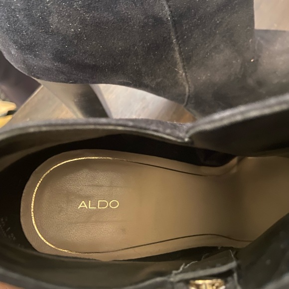 Aldo Black Suede Platform High Heeled Booties - Picture 3 of 6